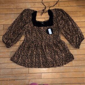 NWT Mittoshop  Black and Orange Women's Top